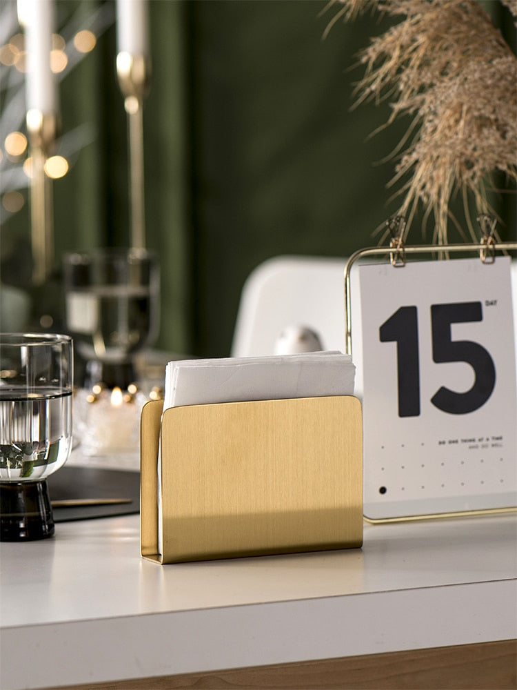 Gold Napkin Holder for Table - Stylish Stainless Steel Napkin Holder in Unique Shapes