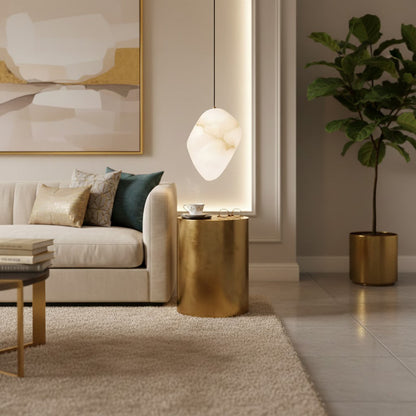 Alabaster Globe Drop Light for Kitchen Island 9 Inch Brass Ceiling Fixture for Dining Room Soft Glow Hanging Fixture Modern Farmhouse G9 Bas