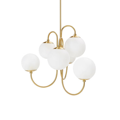 Multi-Arm Ceiling Light Fixture Metal Frame Frosted Glass Shades Gold Black White 30 Inch Diameter Living Room Dining Room Bedroom Overhead