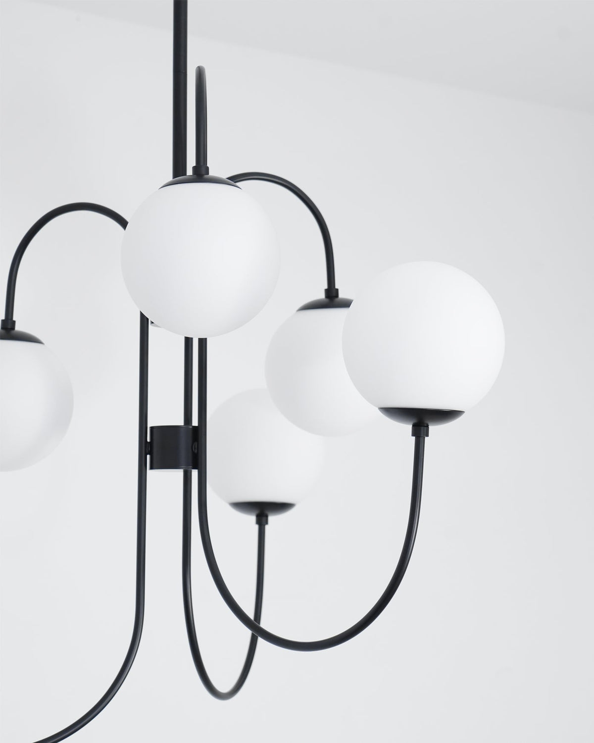 Multi-Arm Ceiling Light Fixture Metal Frame Frosted Glass Shades Gold Black White 30 Inch Diameter Living Room Dining Room Bedroom Overhead
