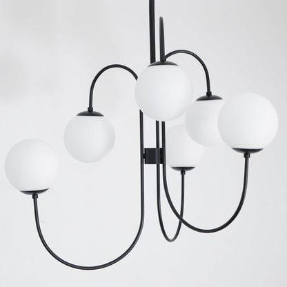 Multi-Arm Ceiling Light Fixture Metal Frame Frosted Glass Shades Gold Black White 30 Inch Diameter Living Room Dining Room Bedroom Overhead