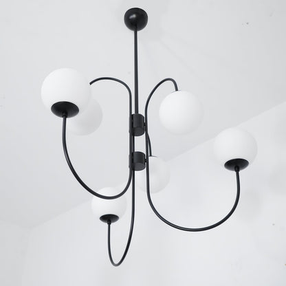 Multi-Arm Ceiling Light Fixture Metal Frame Frosted Glass Shades Gold Black White 30 Inch Diameter Living Room Dining Room Bedroom Overhead
