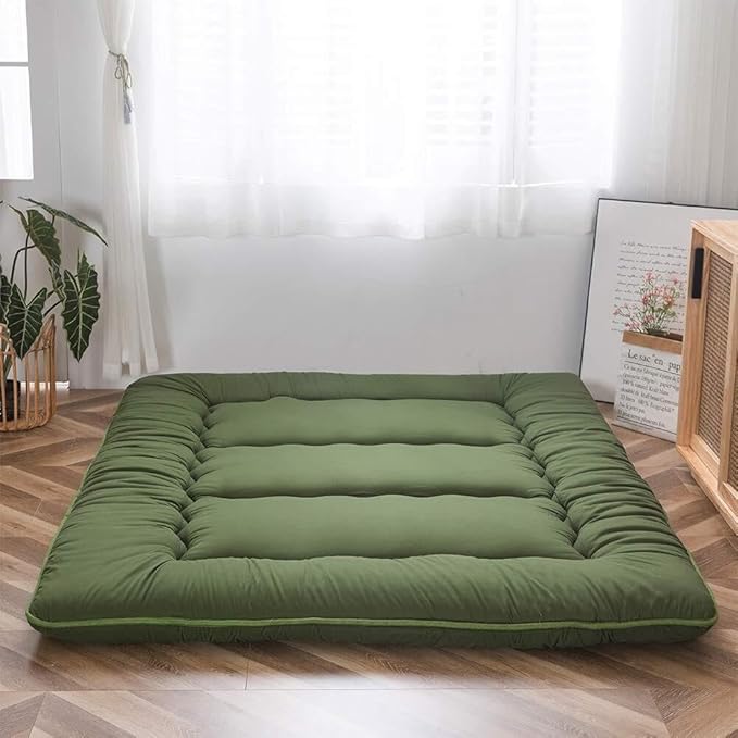 Floor Mattress Foldable 4 Inch Thick, Japanese Futon Mattress Roll Up Floor Bed, Washable Quilted Folding Mattress