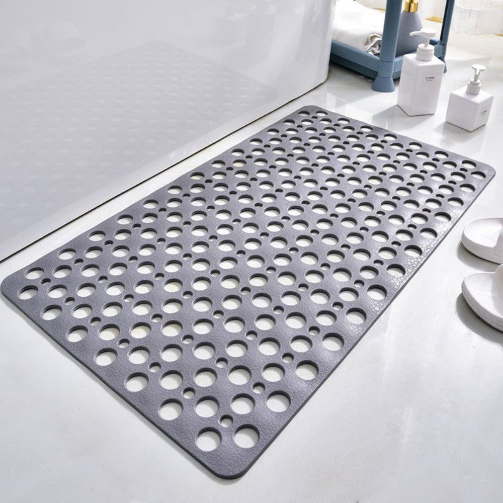 Bath Mat with Suction Cups – Textured Non-Slip Surface, Quick-Drain TPE, Antibacterial Rubber for Shower Floor, Tub Safety for Seniors