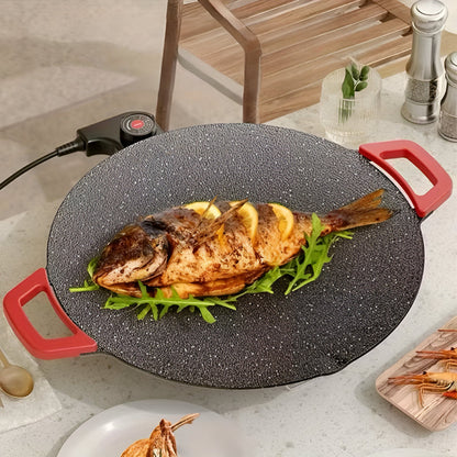 Indoor Cooking | Cast Iron Grill Pan with Electric Power | Smokeless Griddle for Effortless Meal Preparation