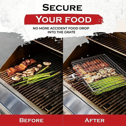 Grillaro | Foldable Grill Basket for Veggies & Fish with Non-Stick Coating | Perfect for BBQ and Easy Cleanup