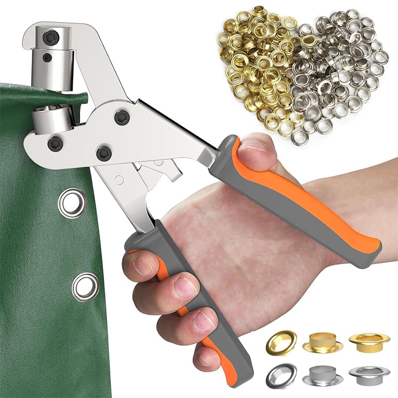 Grommet Tool with Double Leverage, Heavy Duty Grommet Kit, Leather Punch Tool for Vinyl and Fabric Projects