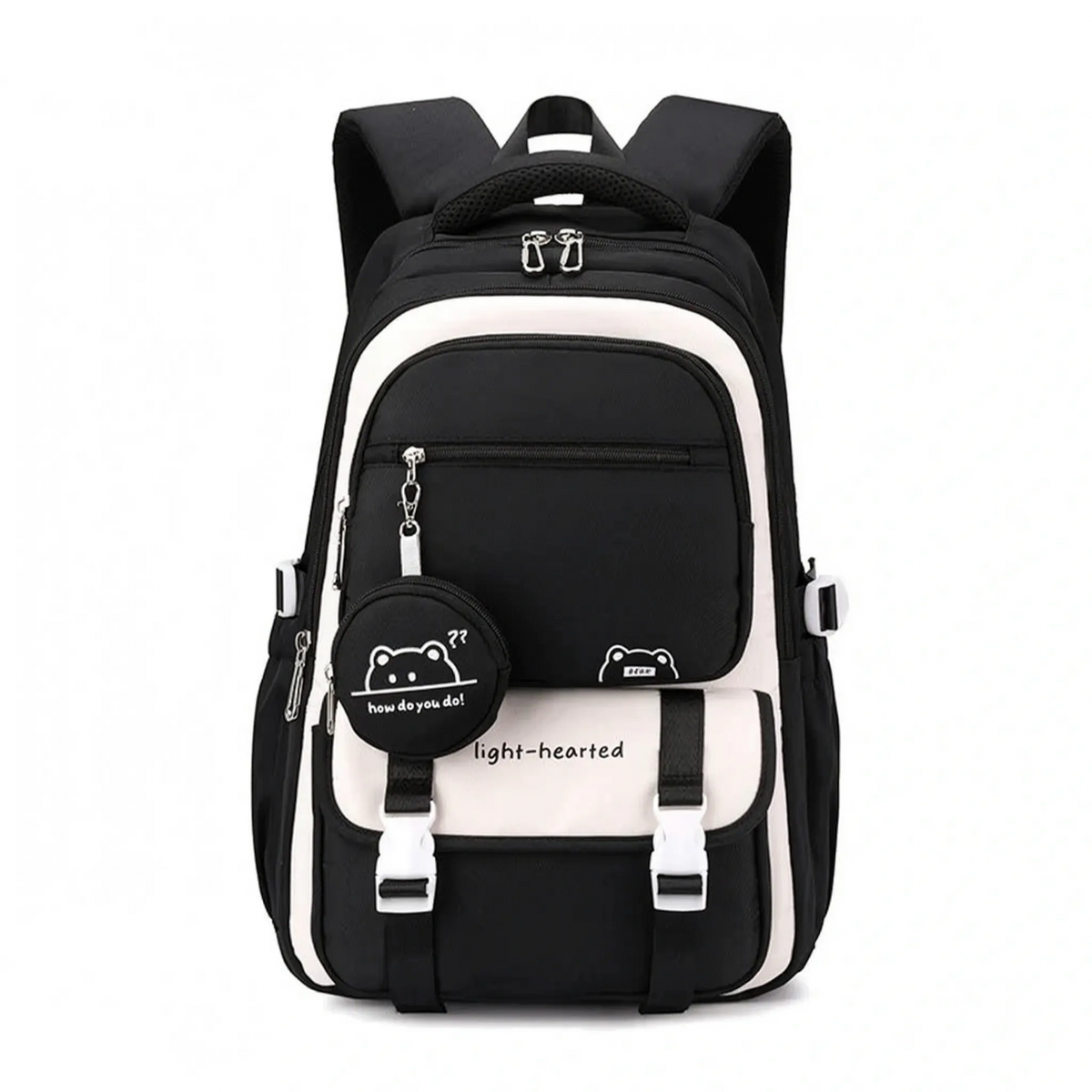 Multi-Compartment School Backpack with Padded Straps & Luggage Sleeve for High School College Daily Use