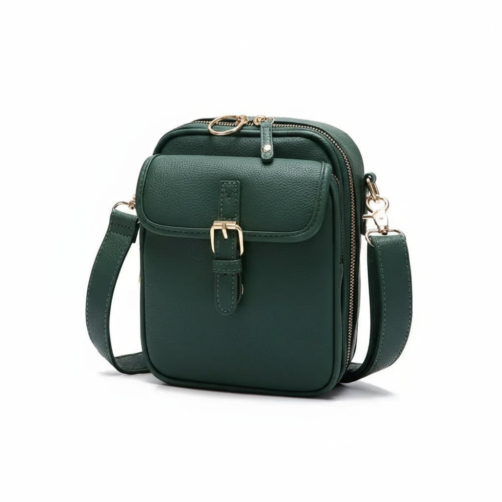 Square Leather Crossbody Purse with Secure Zipper Closure – Compact Shoulder Bag for Women, Daily Commute & Travel Organizer