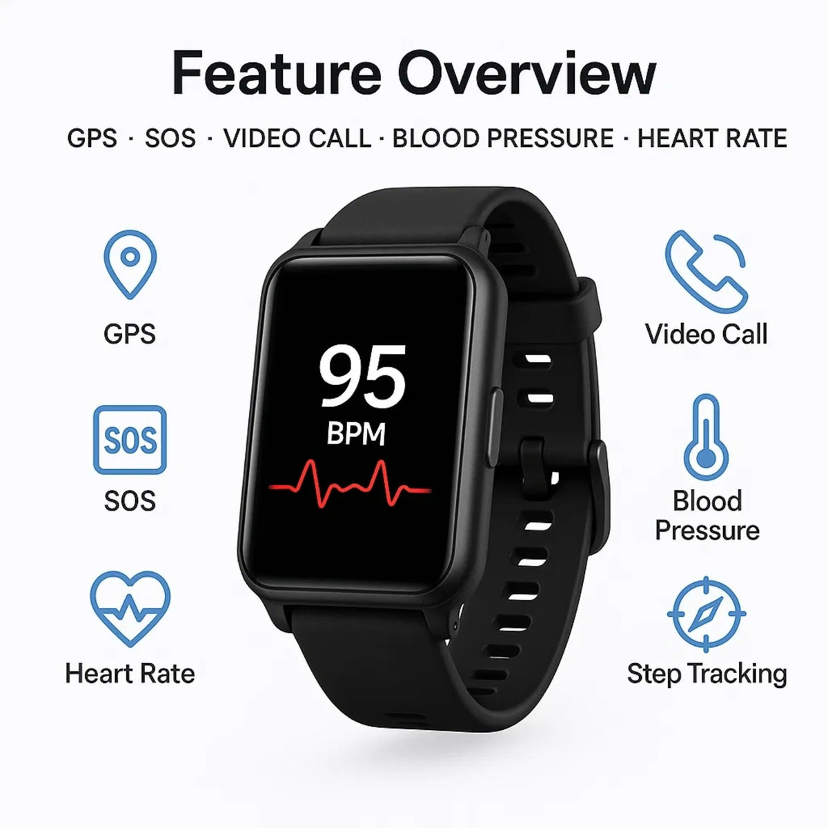 Guardian Watch | Smartwatch for Seniors with Fall Detection & GPS Tracking | Essential Safety Features for Independence