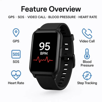 Guardian Watch | Smartwatch for Seniors with Fall Detection & GPS Tracking | Essential Safety Features for Independence