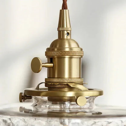 Glass Dome Drop Light E27 Socket Adjustable Cord 7-Inch Shade Textured Finish Kitchen Island Dining Area Copper Accent
