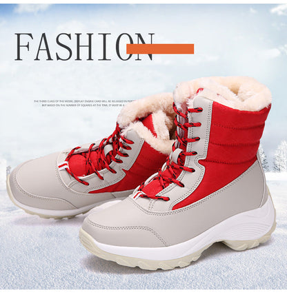 Plush-Lined Winter Boots for Women – Cozy Mid-Calf Snow Boots with PU Leather Upper & Non-Slip Sole for Cold Weather & Daily Wear