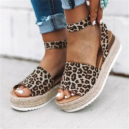Women's Ankle Strap Platform Wedge Sandals Open Toe Buckle Shoes for Summer Casual Wear