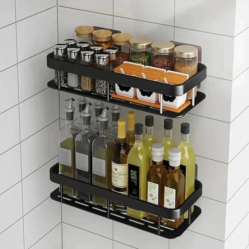 Wall-Mounted Corner Organizer Rack ABS Adhesive No-Drill Bathroom Caddy Triangle Rectangle Shape Holds Shampoo Soap Toiletries for Small Spa