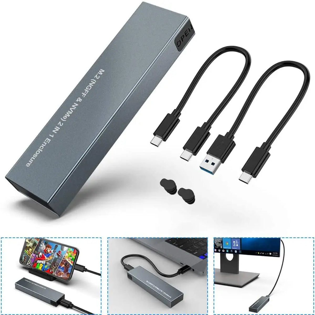 Compact Portable SSD Enclosure Case with 10Gbps Transfer Speed for Fast Storage