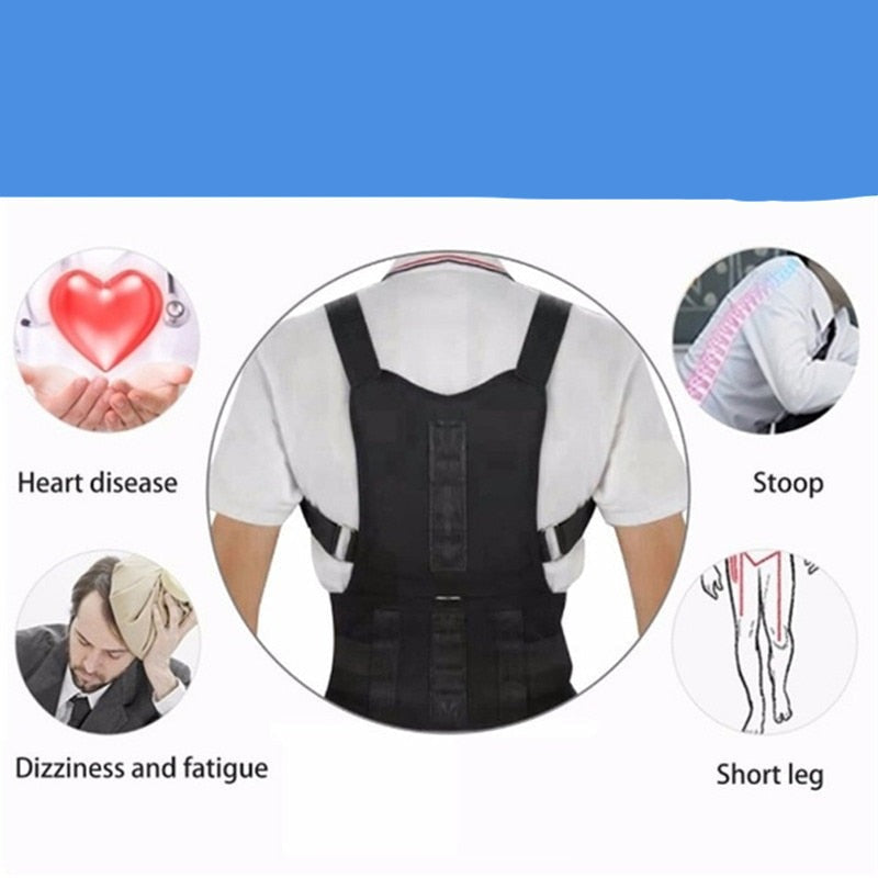 Magnetic Posture Corrector Back Brace Support for Men Women Adjustable Shoulder Alignment Therapy Upper Body Spine Straightener Unisex