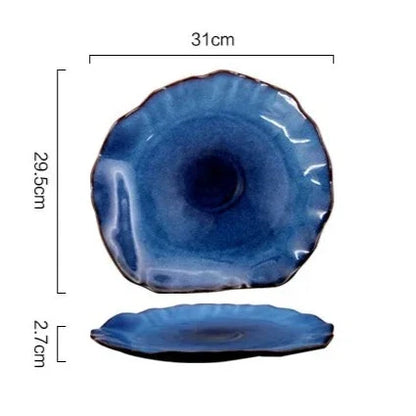 Handcrafted Bone China Dinnerware Set 4-Piece Collection Artisan Ceramic Plates Microwave Dishwasher Safe for Dining Room Kitchen