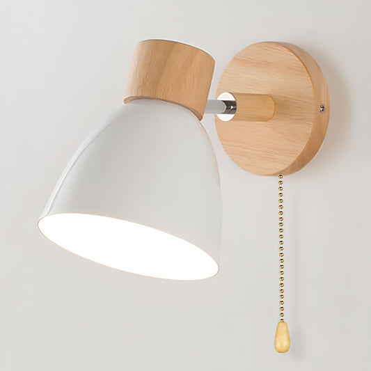 Wood and Metal Wall Sconce with Pull Chain Switch for Bedroom Living Room Hallway | Modern Farmhouse Wall Light Fixture E27 Socket