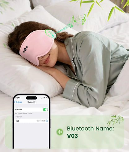 Bluetooth Sleep Masks Bamboo Fiber, Light Blocking Eye Mask with Sleep Headphones for Travel, Breathable 3D Sleep Mask