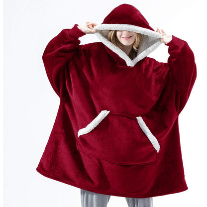 Oversized Wearable Blanket Hoodie with Pocket – Soft Fleece Throw for Couch & Bed – One Size Adults & Teens