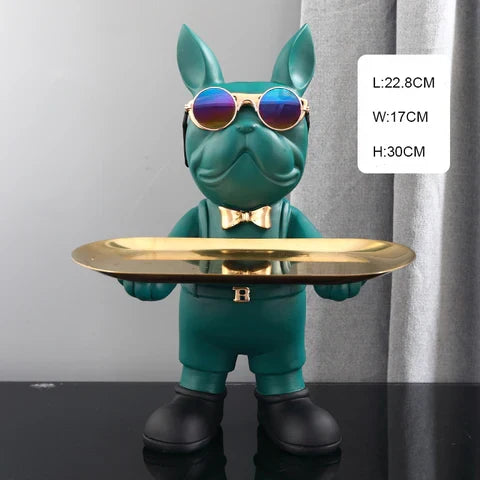 Decorative Canine Figurine in Butler Pose Resin Sculpture for Living Room Entryway Home Accent Pet Lover Gift Frenchie Dog Display Piece