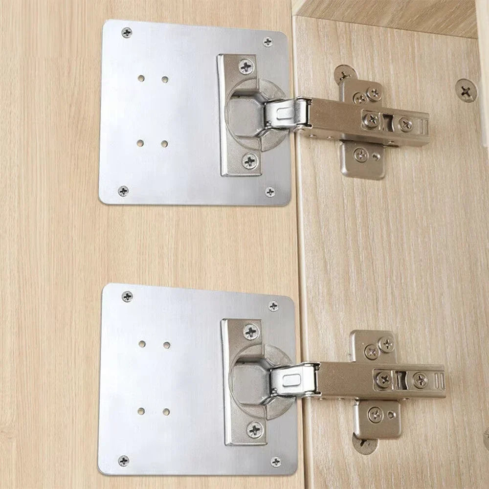 Cabinet Door Hinge Reinforcement Brackets Steel Repair Kit 3-Pack for Kitchen Bathroom Furniture Restoration Quick Fix Solution