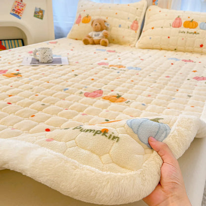 Cozy Dreams | Purple Mattress Pad for Kids with Cute Cartoon Design | Soft & Warm Winter Comfort