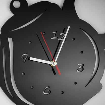 Marova Teapot Wall Clock - 3D Mirrored Acrylic, Silent Quartz Design