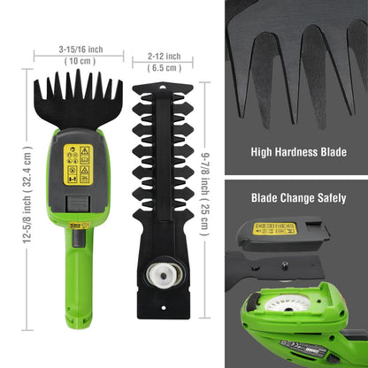 Cordless Electric Hedge Trimmer - Lightweight One-Hand Grass Shears for Lawn Edging & Shrub Sculpting - Rechargeable 7.2V Battery Pruning