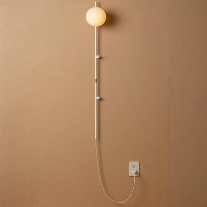 Plug-In Wall Sconce Light with Adjustable Arm for Bedroom Living Room Hallway Office Black White Modern Minimalist Reading Lamp Fixture Easy