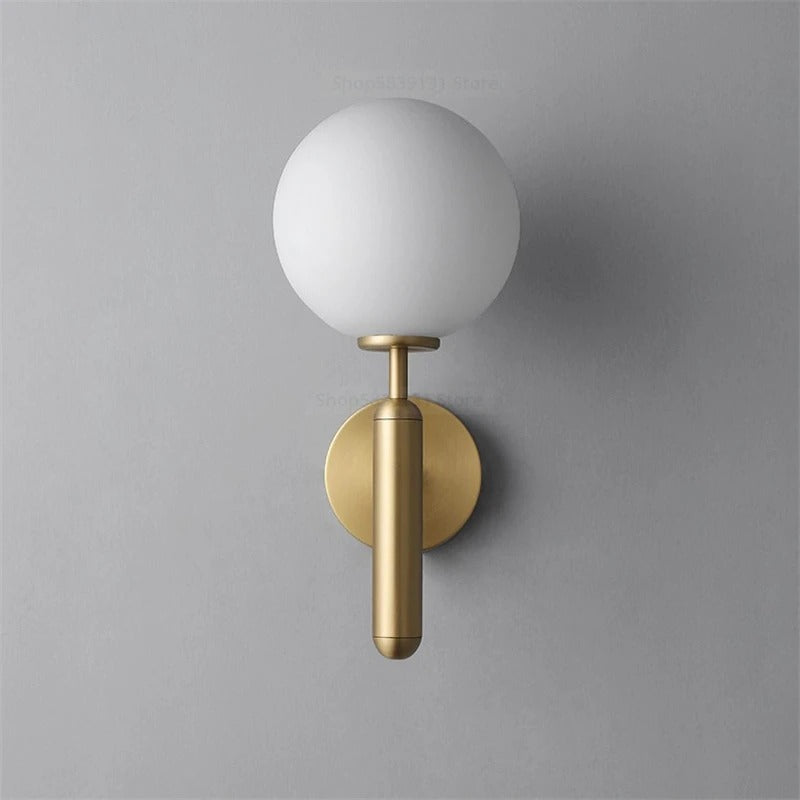 Globe Wall Sconce with 5.5-Inch Glass Shade Black and Gold Finish Bedroom Hallway Ambient Light E14 Socket Modern Minimalist Design for Entr