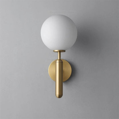 Globe Wall Sconce with 5.5-Inch Glass Shade Black and Gold Finish Bedroom Hallway Ambient Light E14 Socket Modern Minimalist Design for Entr