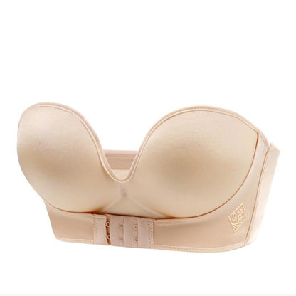 Strapless Bra with Silicone Grip – Seamless Wireless Push-Up for Off-Shoulder Tops, Backless Dresses, Everyday Comfort & Wedding Wear