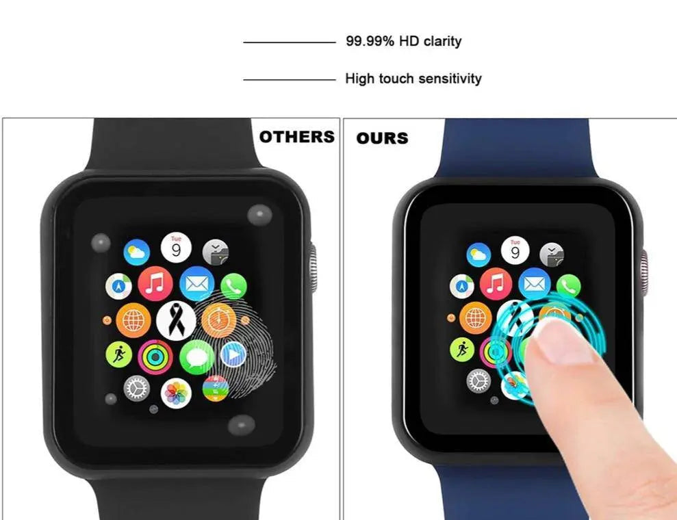 Reinforced Metal Armor Shell with Built-In Hardened Glass Display Shield for 40mm & 44mm Series 4/5/6, 38mm & 42mm Series 1/2/3