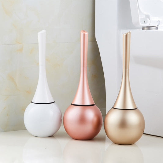 Freestanding Toilet Brush Holder Set 16 in Tall ABS Stainless Steel for Bathroom Cleaning Black Gold Finish Compact Space-Saving Design Gues