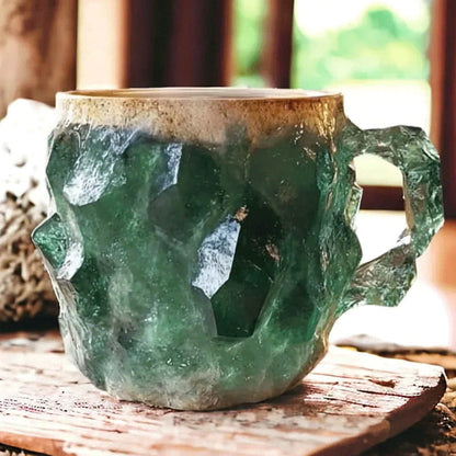 Geometric Crystal Glass Coffee Mug 12 oz Luxury Faceted Diamond Design Tea Cup for Home Office Kitchen Daily Use Hot Cold Beverages