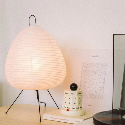 Paper Shade Accent Lamp 11 Inch Wide Metal Frame Bedside Nightstand Light for Bedroom Living Room Asian Inspired Home Decor