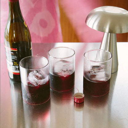Textured Tumbler Glass 14 fl oz Clear Glassware for Water Juice Cocktails Wine Everyday Dining Entertaining Guests Kitchen Table Cylinder Dr