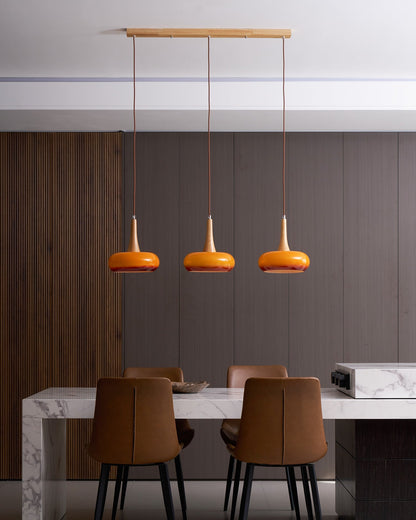 Hanging Light Fixture Metal Glass Wood Multi-Head Kitchen Island Dining Room Ceiling Lamp Indoor E26 E27 Socket Adjustable Wire Modern Home