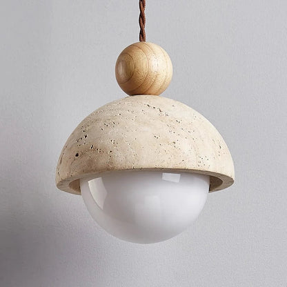 Half-Round Pendant Lamp – Elegant Glass and Travertine Design for Modern Hanging Lights