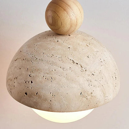 Half-Round Pendant Lamp – Elegant Glass and Travertine Design for Modern Hanging Lights