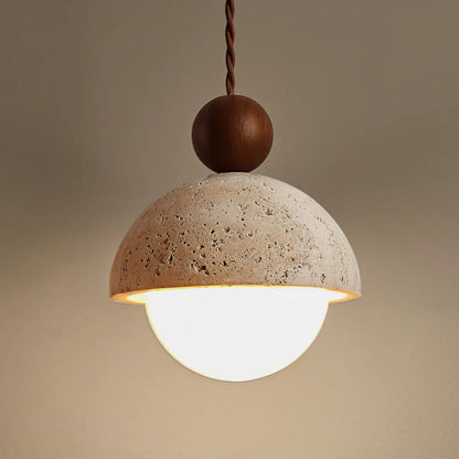 Half-Round Pendant Lamp – Elegant Glass and Travertine Design for Modern Hanging Lights