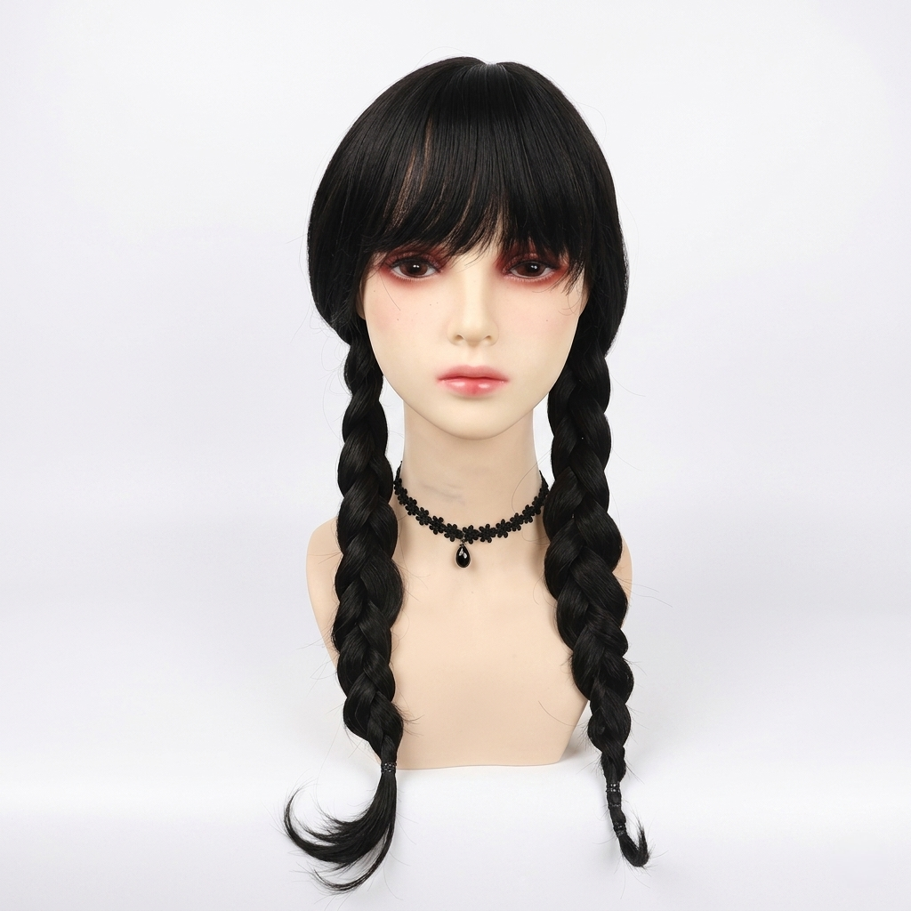 Gothic Dress Cosplay Outfit Set with Wig Options for Dark Themed Events