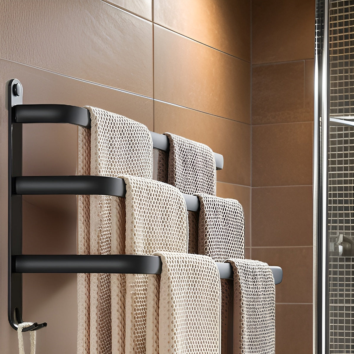 Wall-Mount Towel Bar Rack for Bathroom – Space-Saving Multi-Bar Aluminum Holder for Bath Towels & Hand Towels