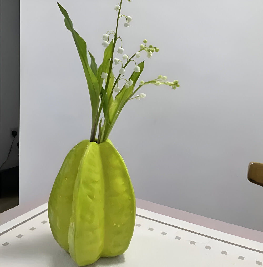 Handmade Ceramic Flower Vase in Unique Star Fruit Shape – Artistic Home Decor