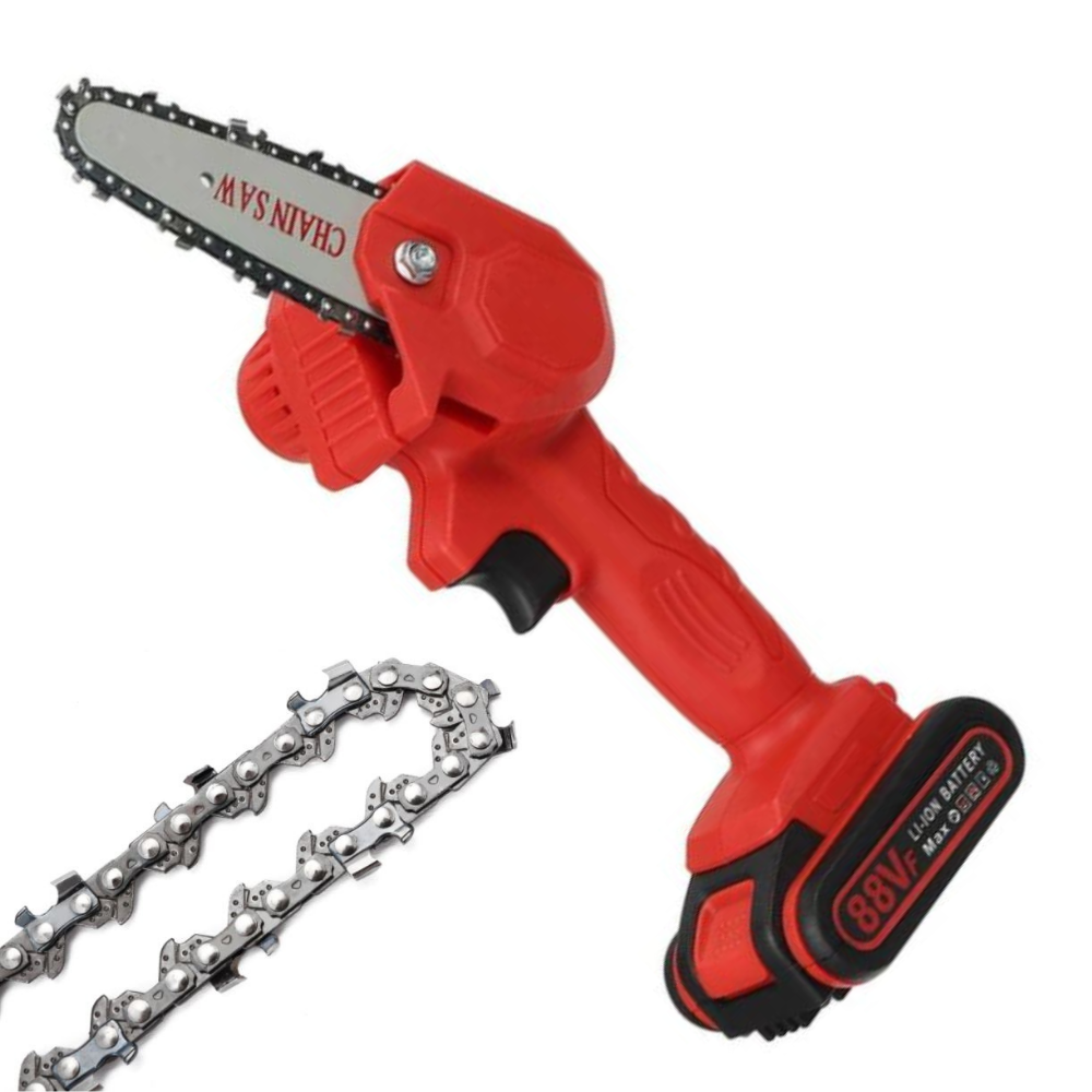 Cordless Electric Chainsaw with 2 Batteries – One-Hand Pruning Saw for Yard Work & Branch Trimming