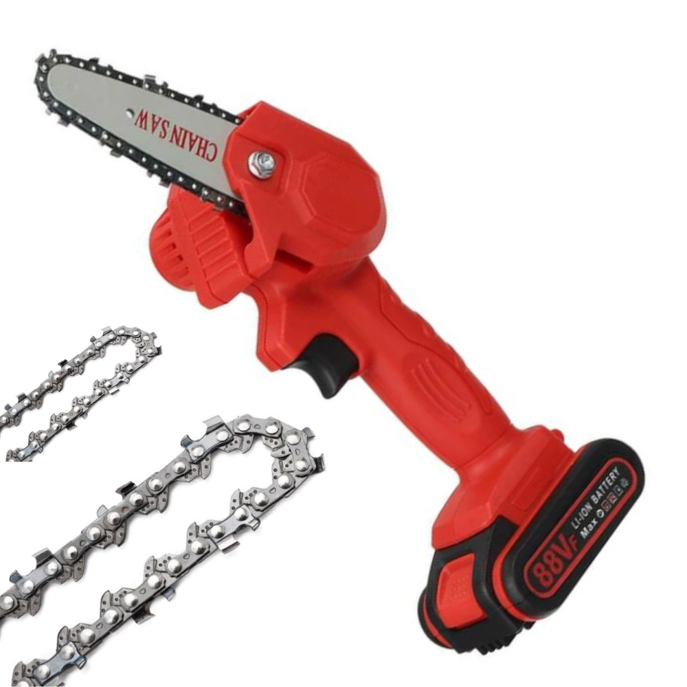 Cordless Electric Mini Chainsaw with 2 Batteries – Compact One-Hand Pruning Saw for Trees & Yard Work
