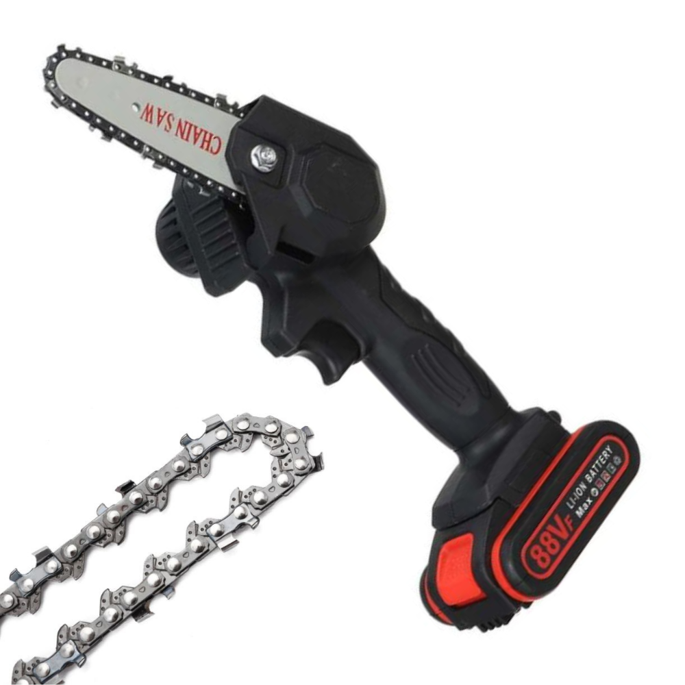 Mini Cordless Electric Chainsaw for Pruning and Trimming Trees, 88V Battery-Powered Handheld Saw with 2 Batteries for Garden & Yard Work