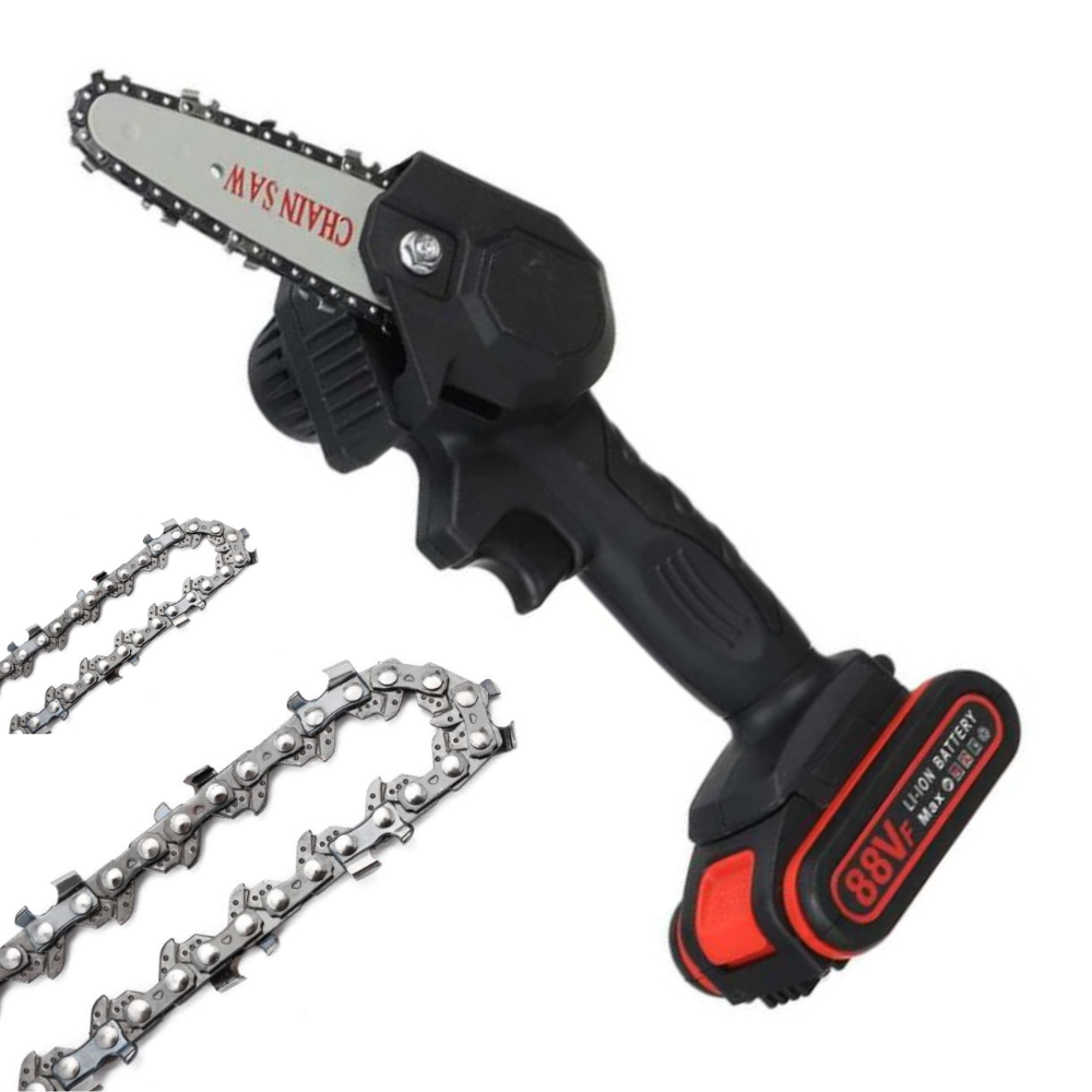 Cordless Electric Mini Chainsaw with 2 Batteries – Compact One-Hand Pruning Saw for Trees & Yard Work